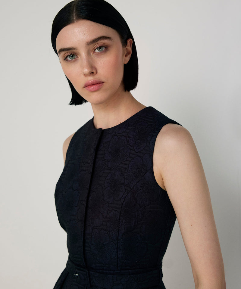Machka Floral Jacquard Dress Navy