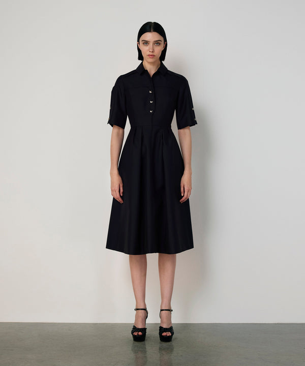 Machka Dress With Button Accessories And Belt Navy