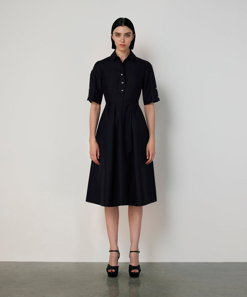 Machka Dress With Button Accessories And Belt Navy