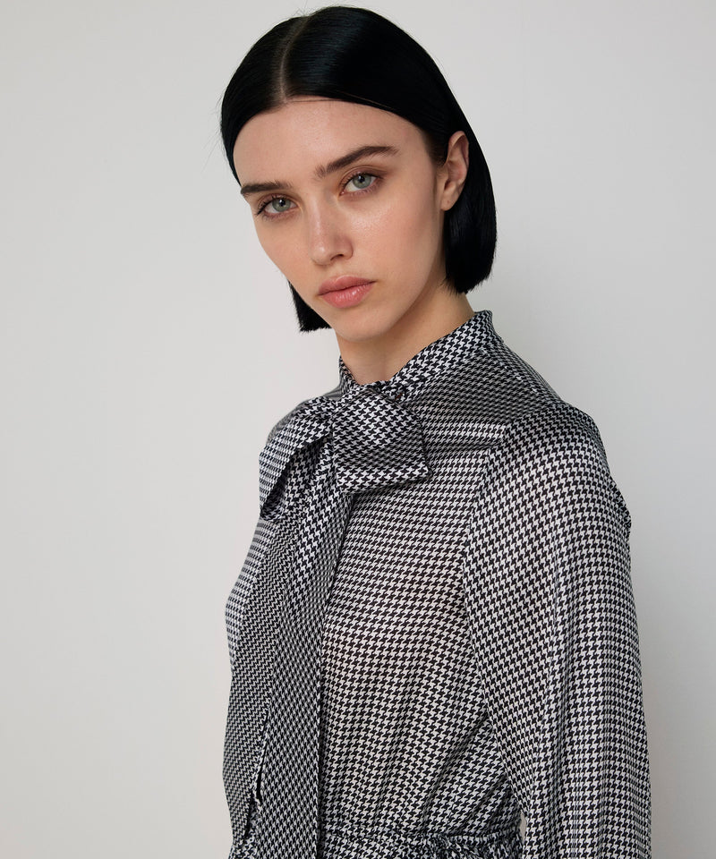 Machka Patterned Dress With Tie Neck Black