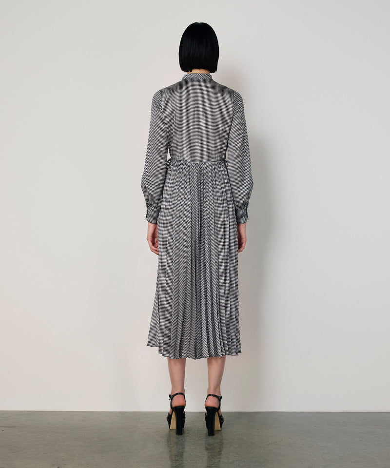 Machka Patterned Dress With Tie Neck Black