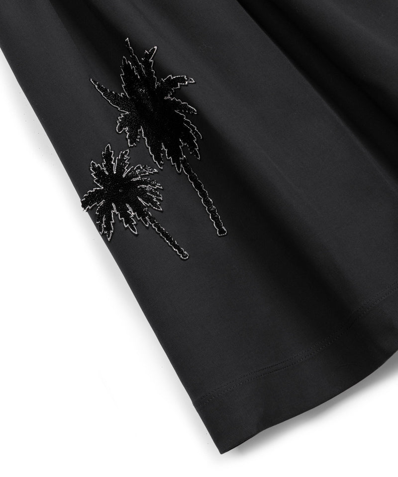 Machka Palm Embroidered Midi Dress Black