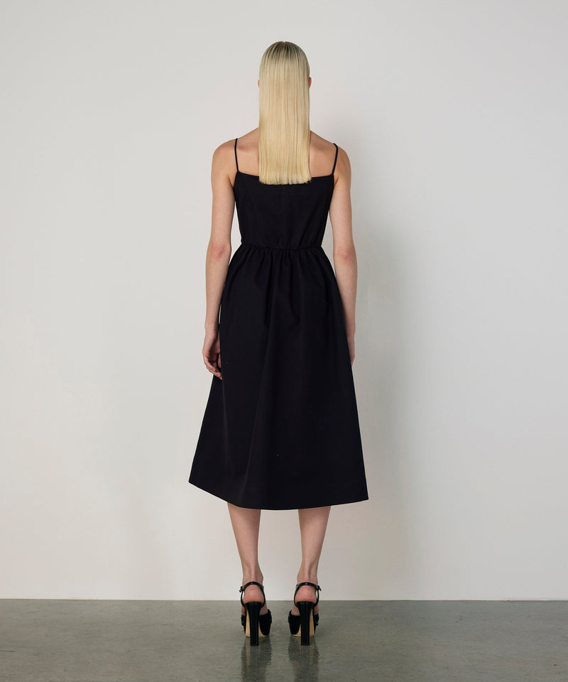 Machka Palm Embroidered Midi Dress Black