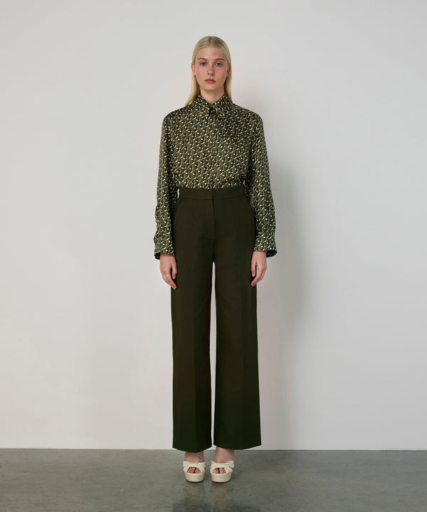 Machka Wide-Leg Trousers Dark Green