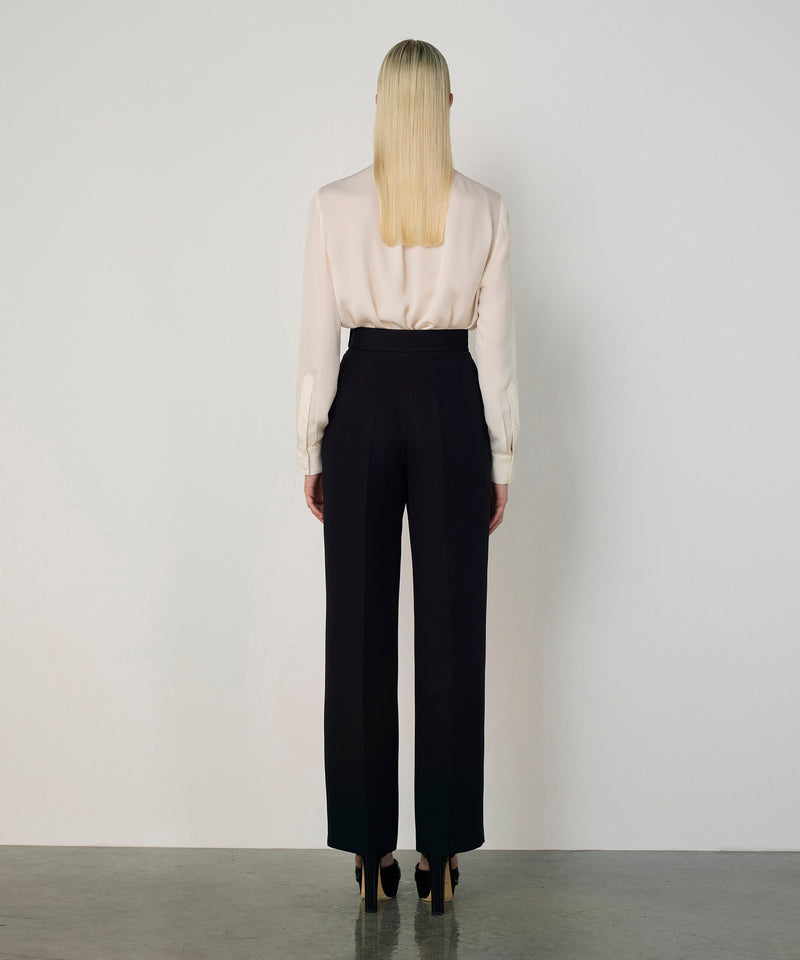 Machka Crepe Wide-Leg Trousers Black