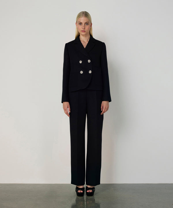 Machka Crepe Wide-Leg Trousers Black