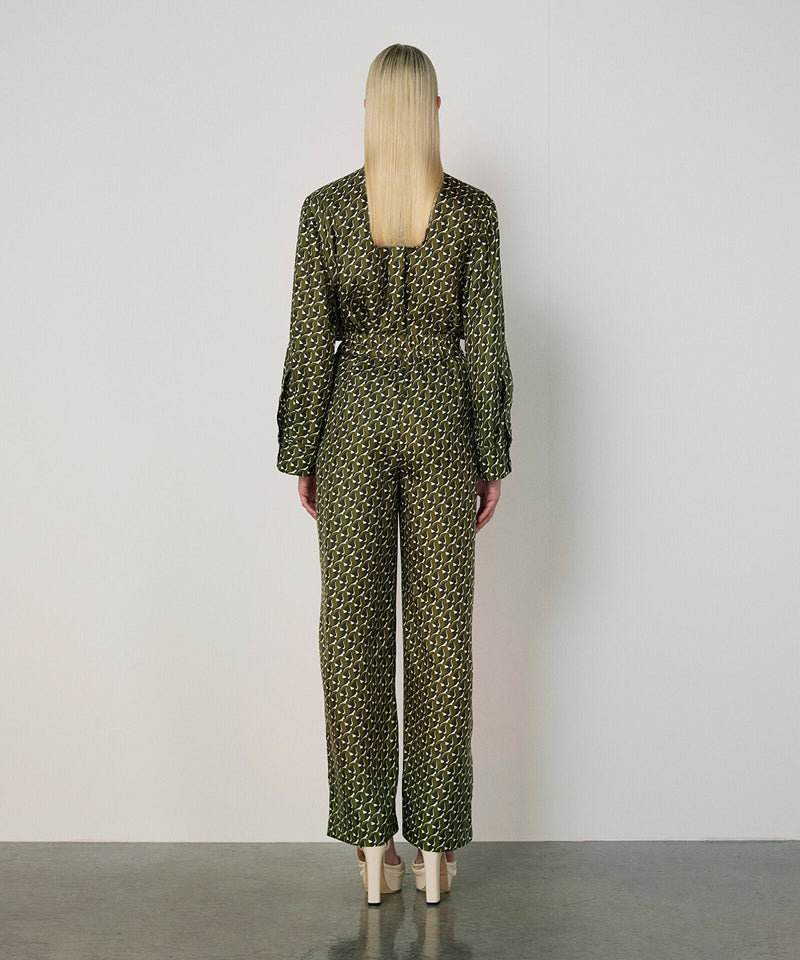 Machka Patterned Silk Trousers Green