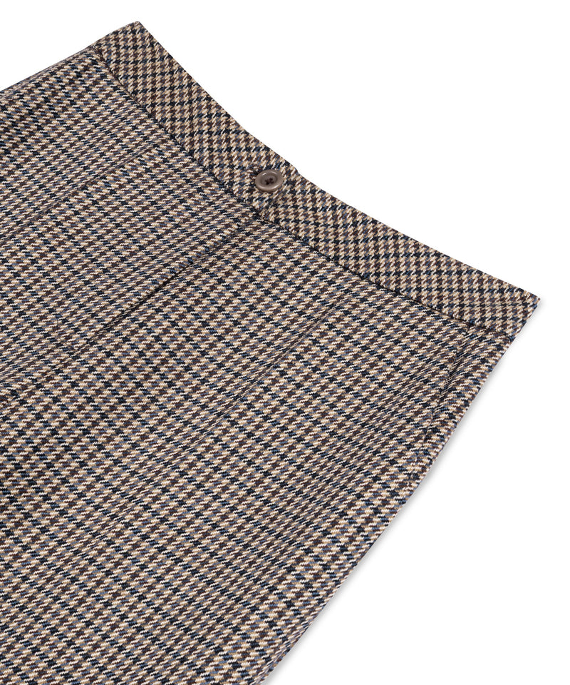 Machka Houndstooth Pattern Wool Trousers Navy