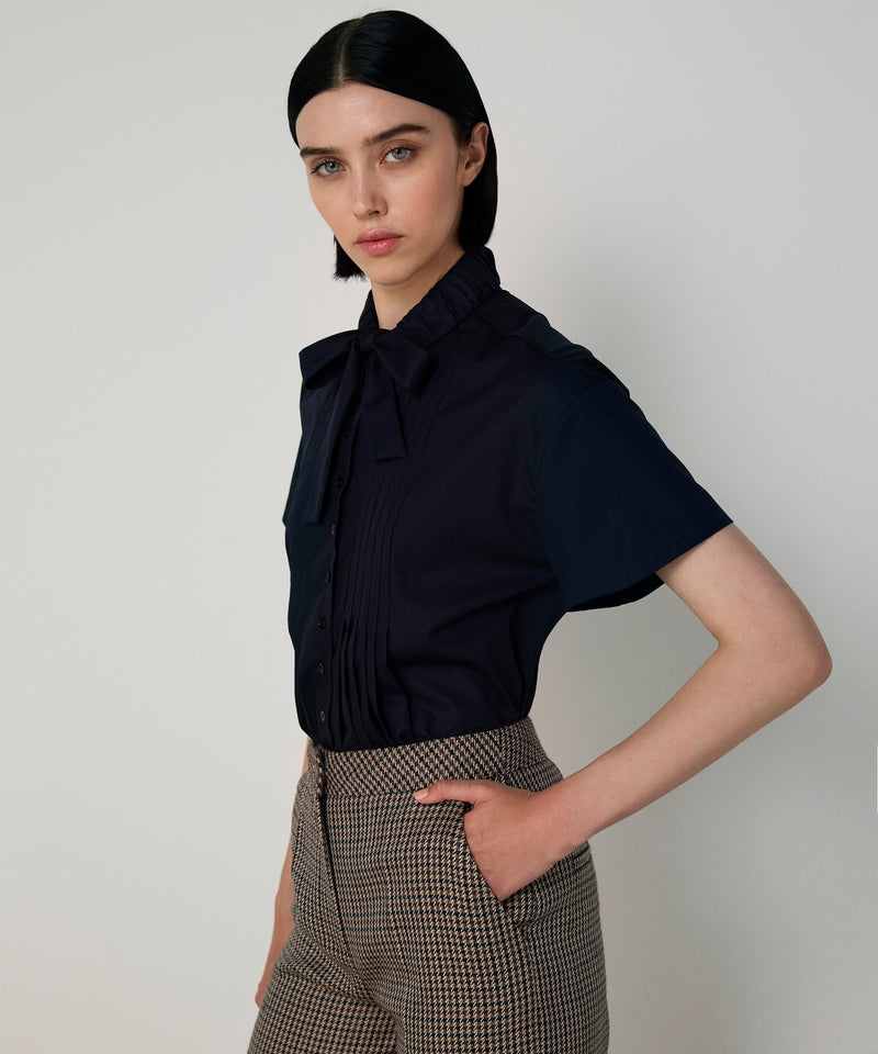 Machka Houndstooth Pattern Wool Trousers Navy