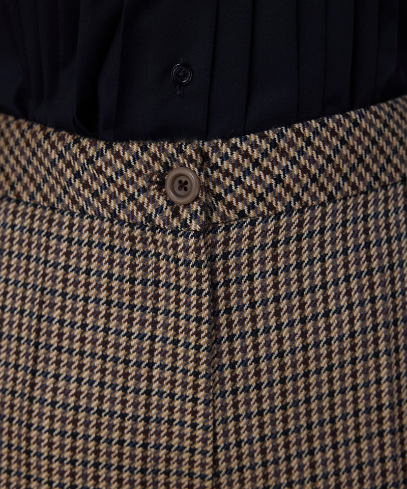 Machka Houndstooth Pattern Wool Trousers Navy