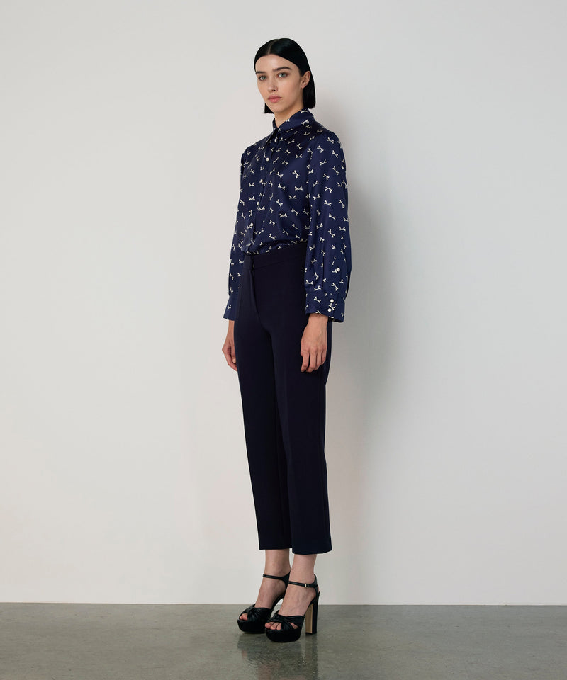 Machka Pocketed Cigarette Fit Trousers Navy