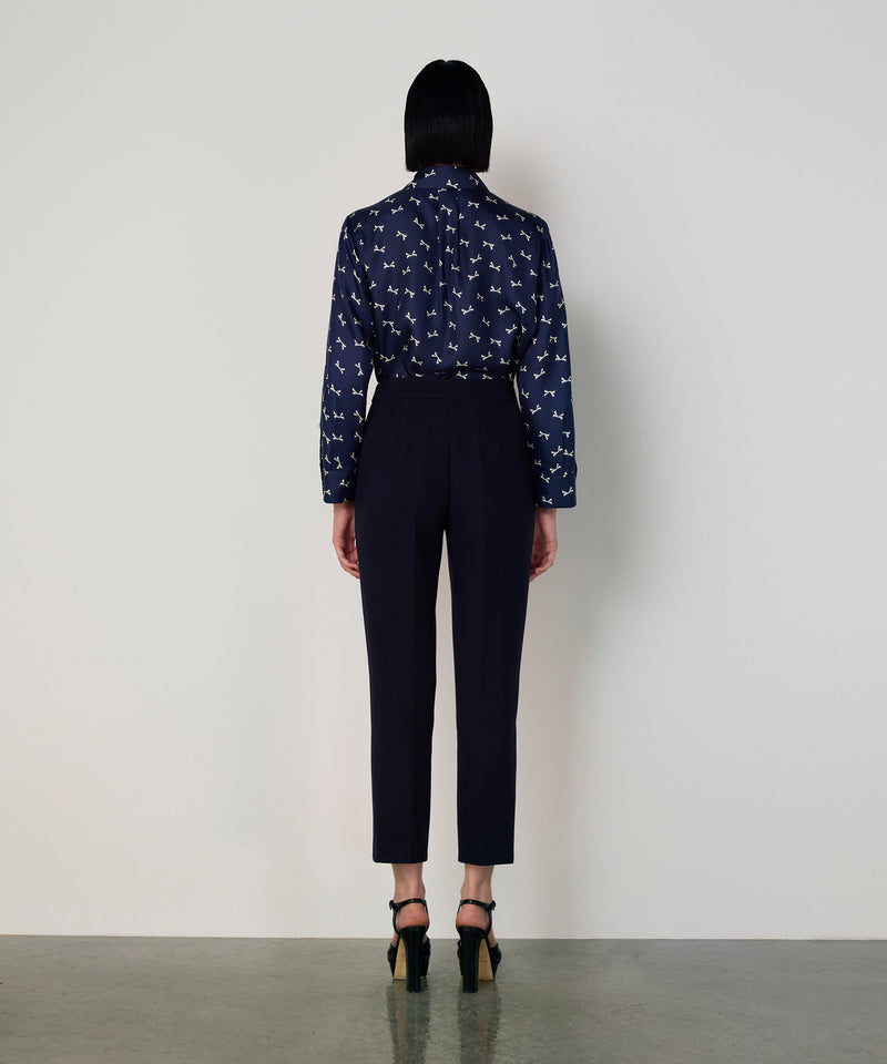 Machka Pocketed Cigarette Fit Trousers Navy