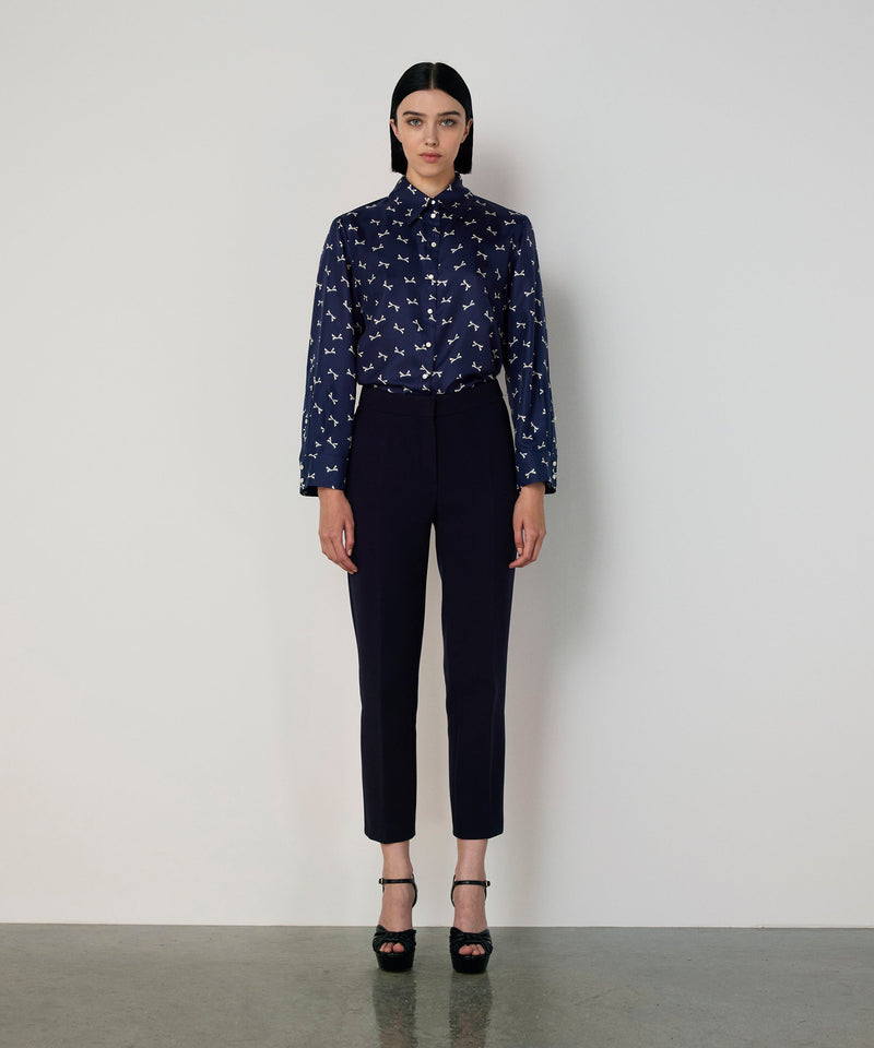 Machka Pocketed Cigarette Fit Trousers Navy