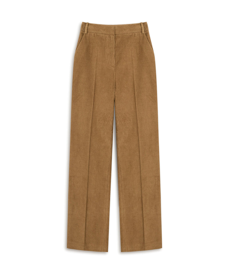 Machka Wide Leg Fit Velvet Trousers Cinnamon