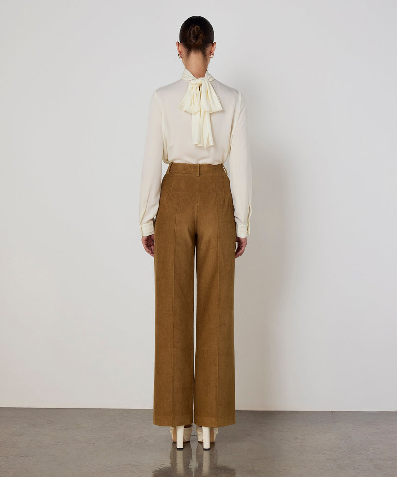 Machka Wide Leg Fit Velvet Trousers Cinnamon