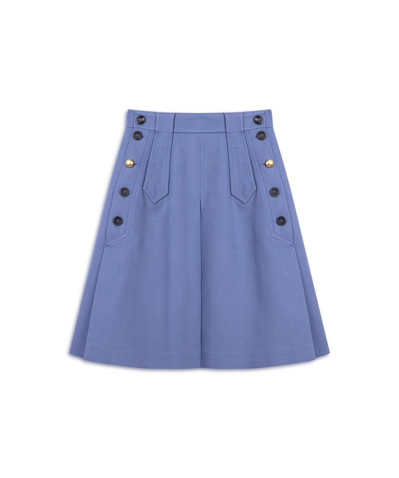 Machka Mixed-Button A-Line Skirt Blue