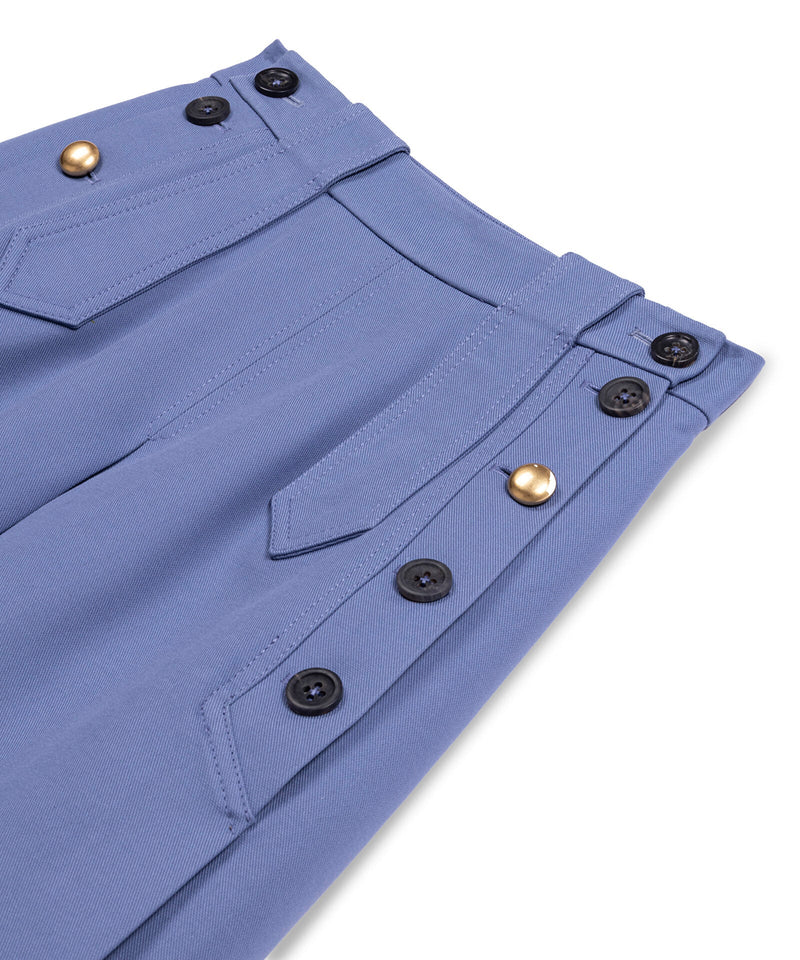 Machka Mixed-Button A-Line Skirt Blue