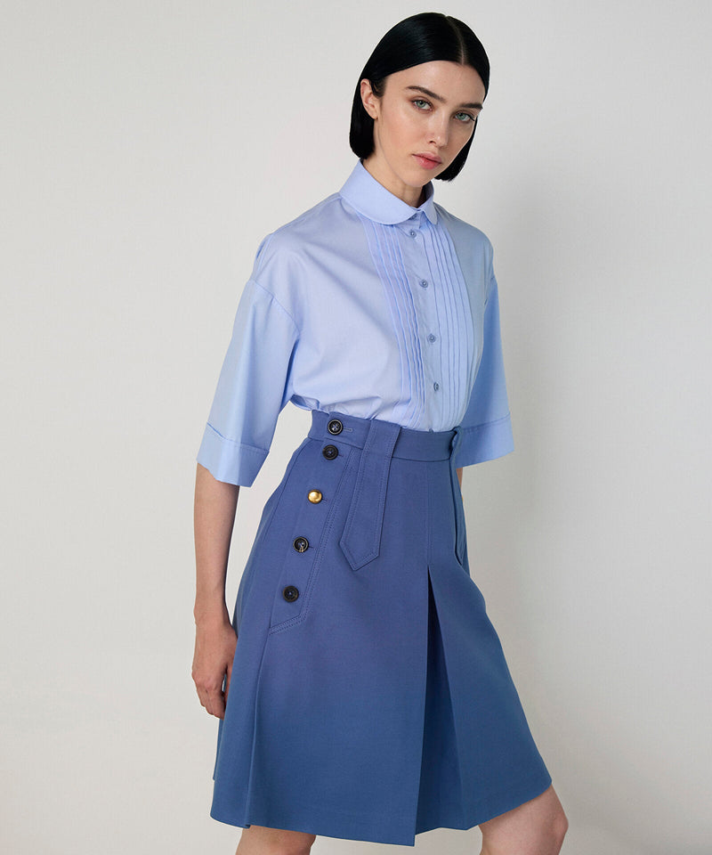 Machka Mixed-Button A-Line Skirt Blue