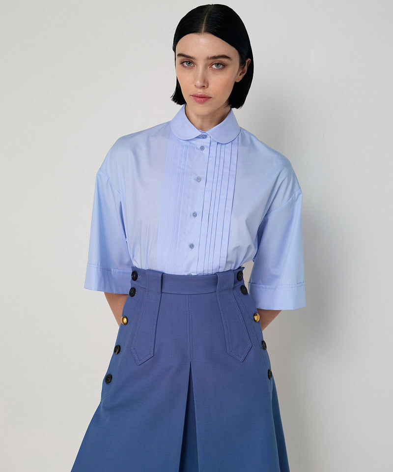 Machka Mixed-Button A-Line Skirt Blue