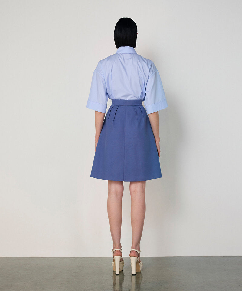 Machka Mixed-Button A-Line Skirt Blue