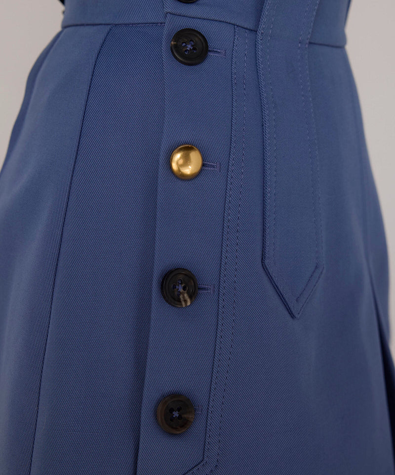 Machka Mixed-Button A-Line Skirt Blue