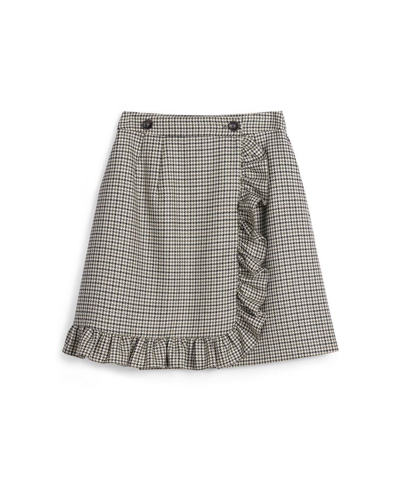Machka Wool Houndstooth Pattern Skirt Green