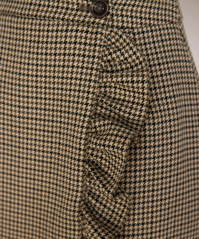 Machka Wool Houndstooth Pattern Skirt Green