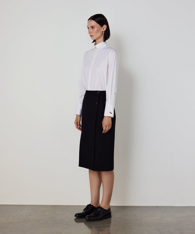 Machka Midi Skirt With Button Detail Black