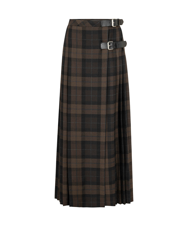 Machka Plaid Skirt With Belt Accessory Dark Brown