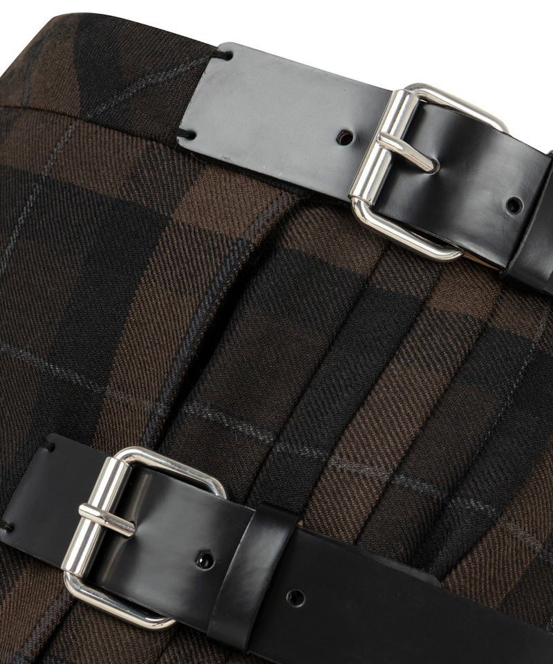 Machka Plaid Skirt With Belt Accessory Dark Brown