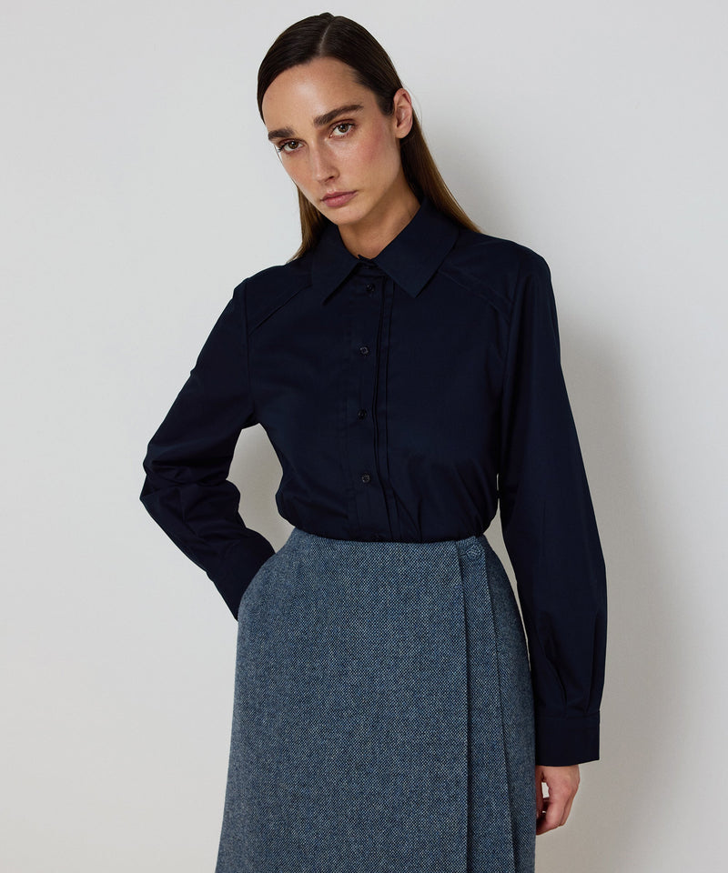 Machka Wool Skirt With Asymmetric Pleat Blue