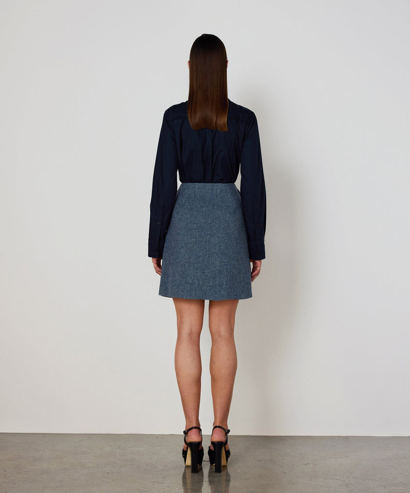Machka Wool Skirt With Asymmetric Pleat Blue