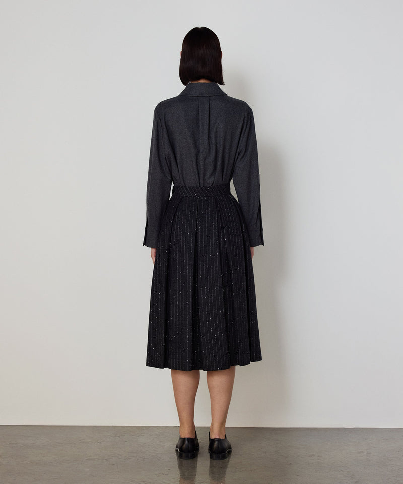 Machka Metallic-Thread Midi Skirt Anthracite