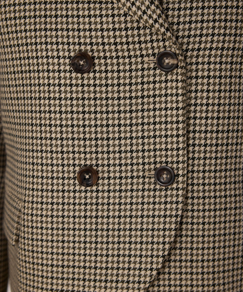 Machka Wool Blazer With Houndstooth Pattern Green