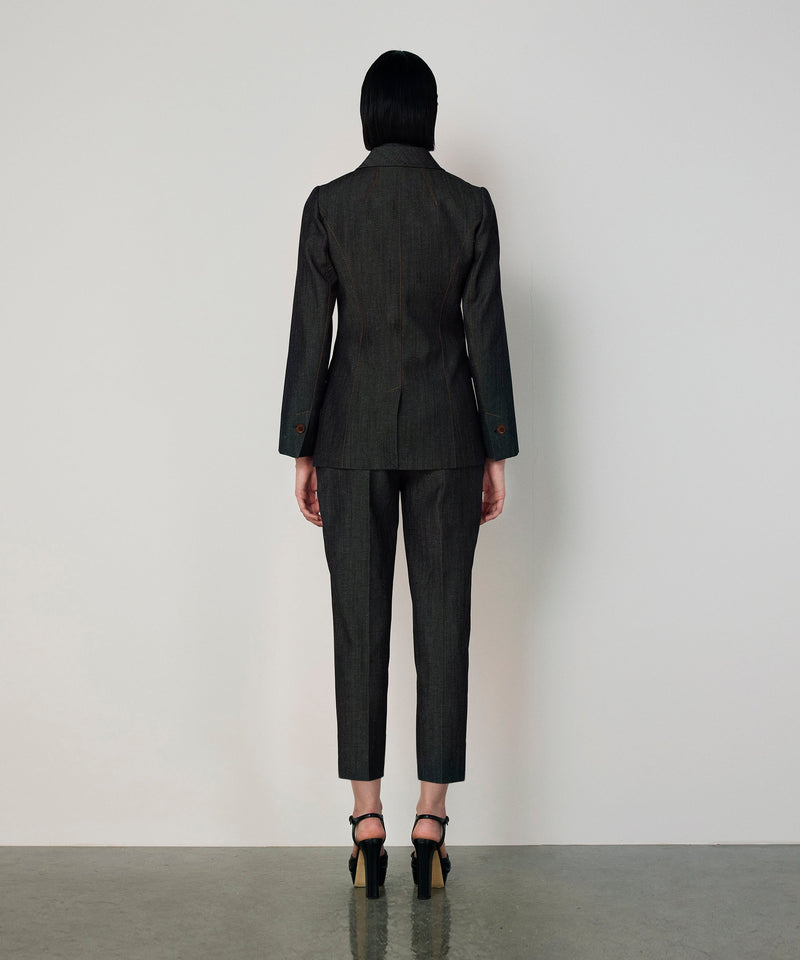 Machka Wool-Blend Blazer With Contrast Stitching Anthracite