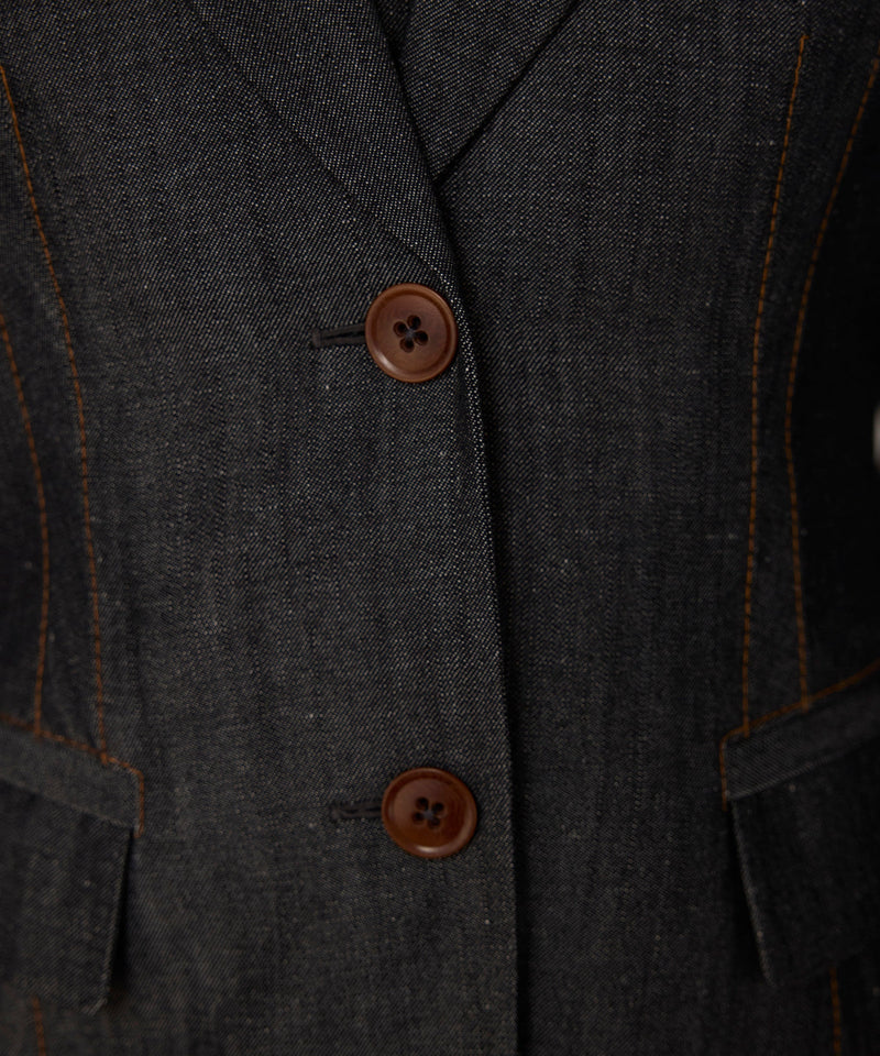 Machka Wool-Blend Blazer With Contrast Stitching Anthracite
