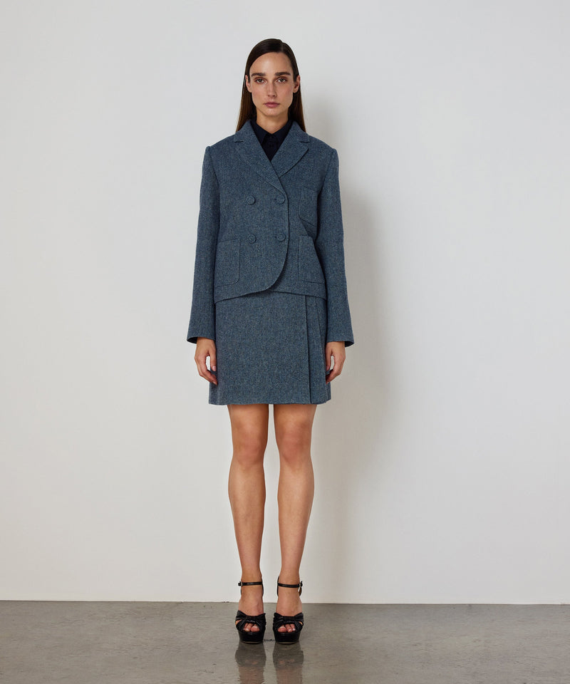Machka Wool Blazer With Mixed Pockets Blue