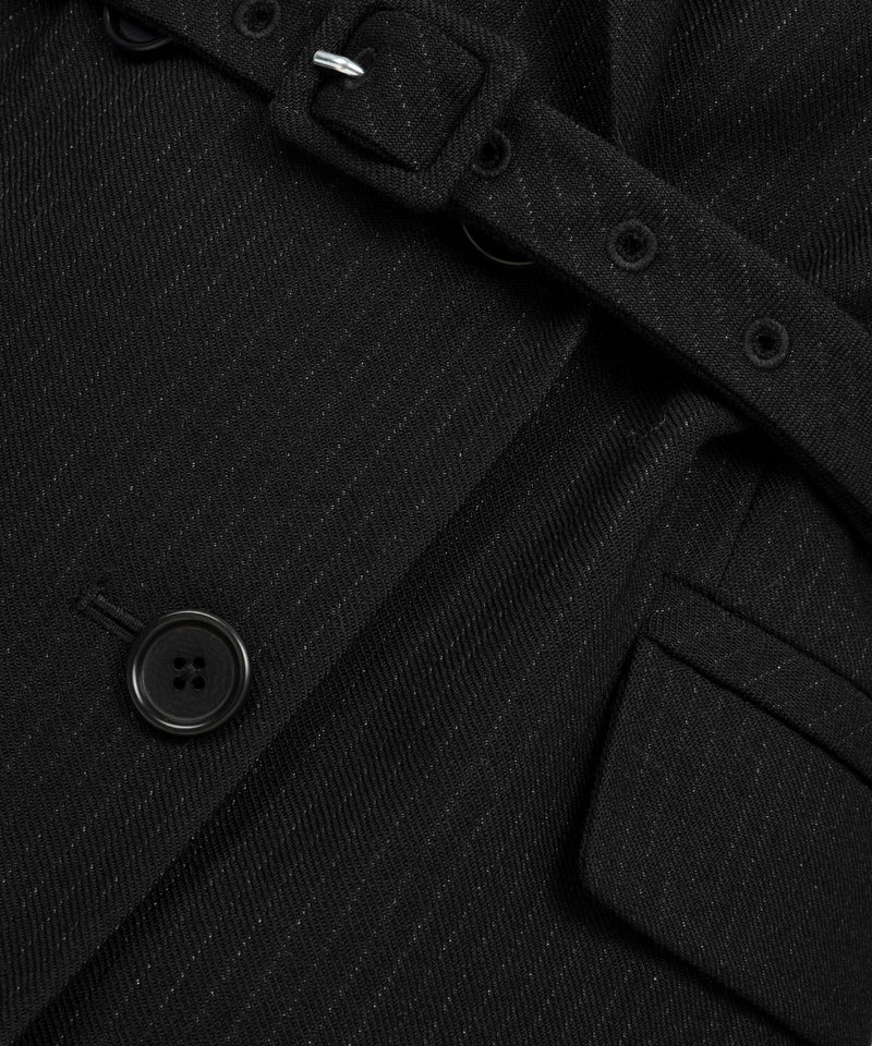 Machka Long Double-Breasted Blazer With Belt Black