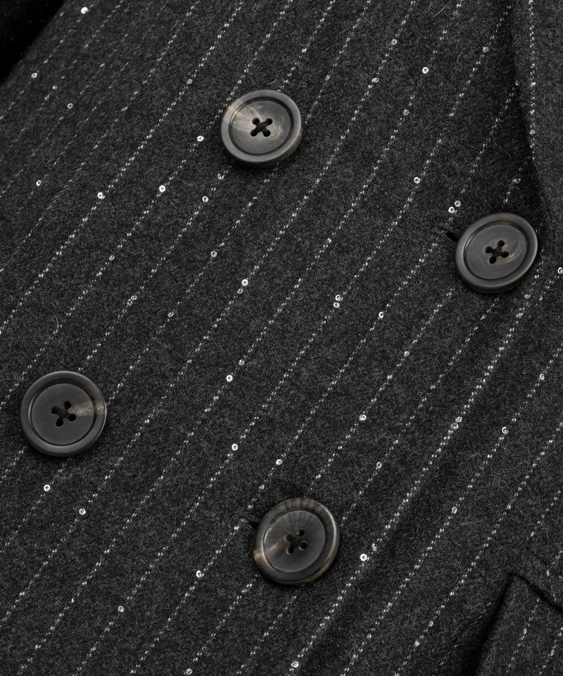 Machka Metallic-Thread Double-Breasted Blazer Anthracite