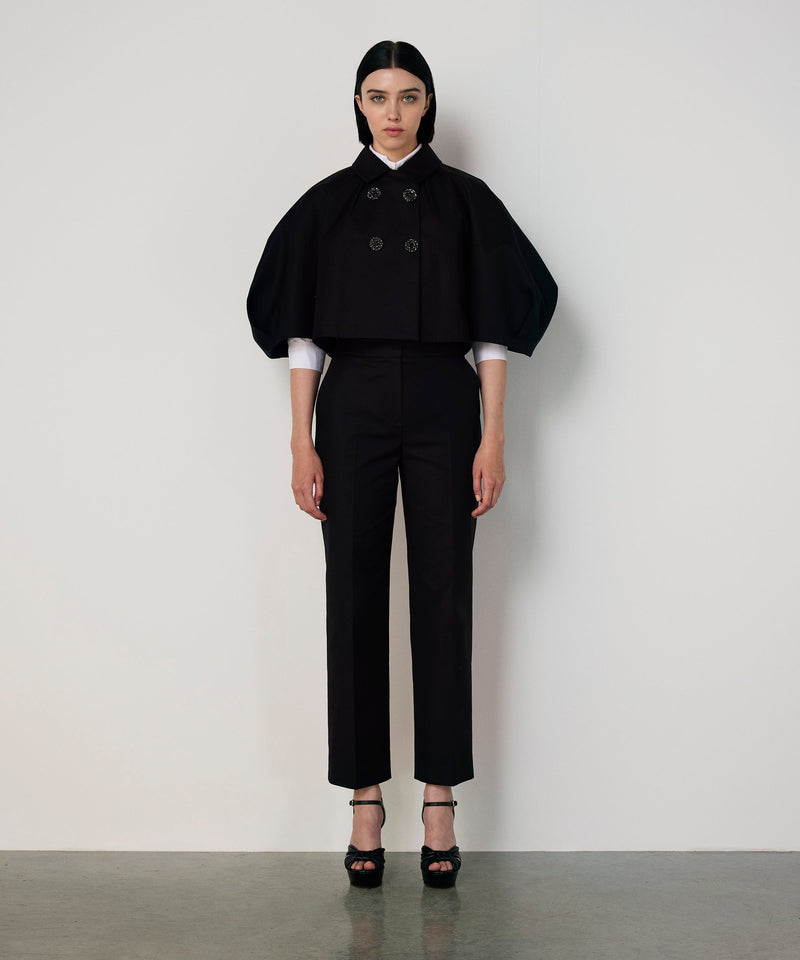 Machka Crystal-Button Balloon-Sleeve Jacket Black