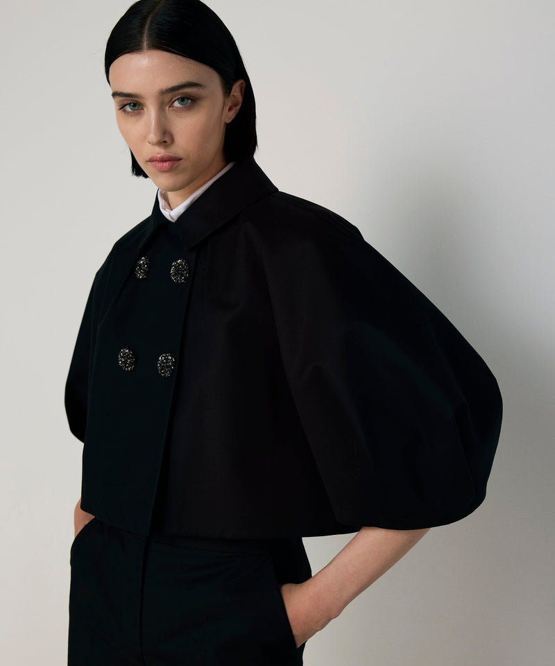 Machka Crystal-Button Balloon-Sleeve Jacket Black