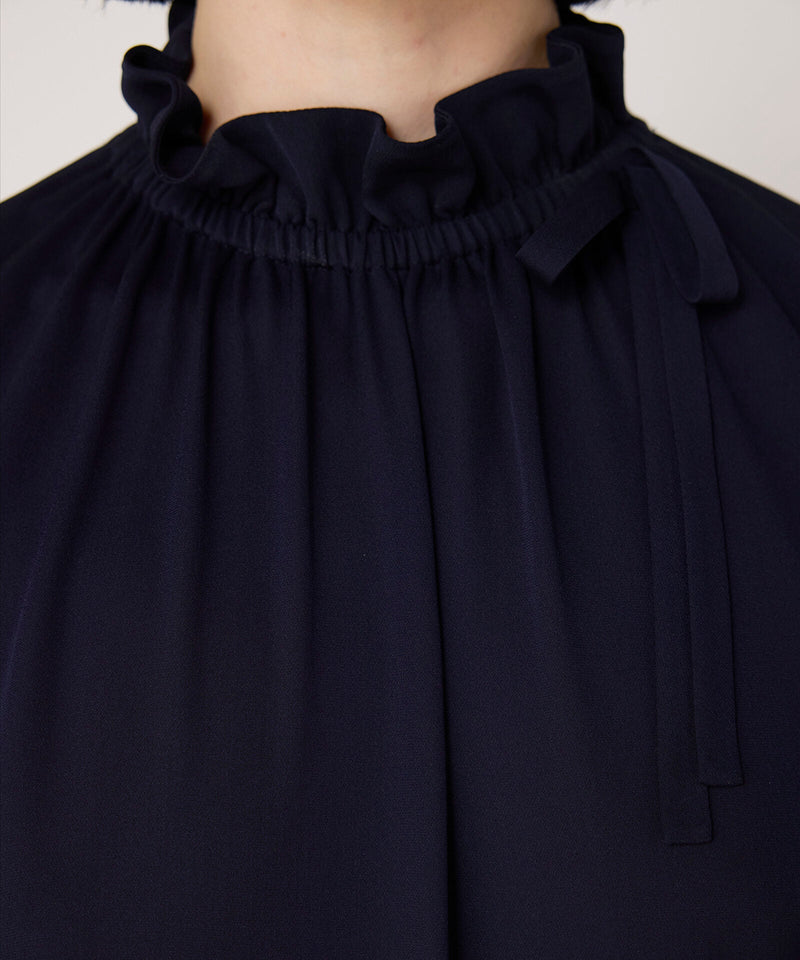 Machka Silk Blouse With Tie Collar Navy
