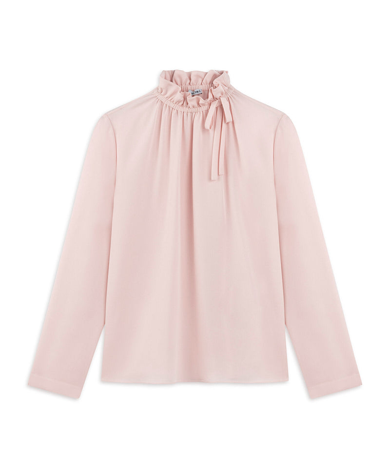 Machka Silk Blouse With Tie Collar Powder