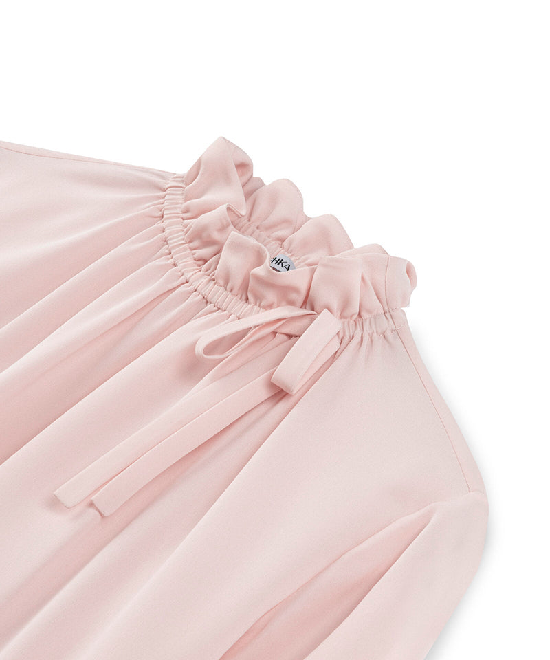 Machka Silk Blouse With Tie Collar Powder