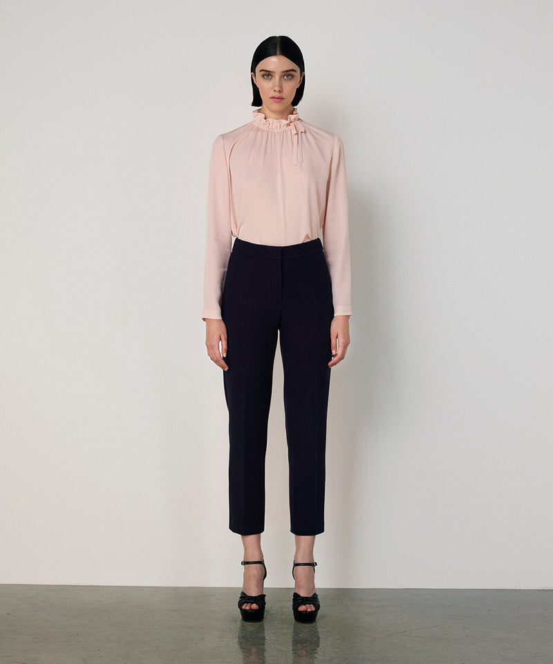 Machka Silk Blouse With Tie Collar Powder