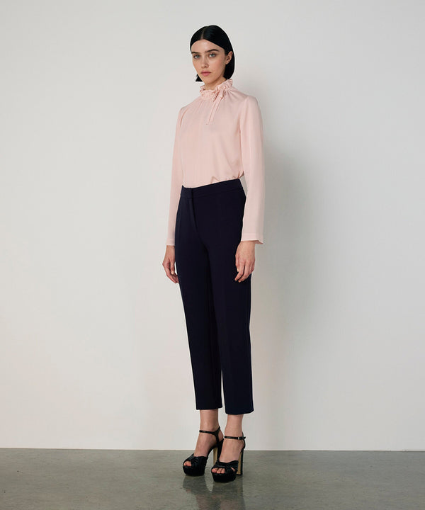 Machka Silk Blouse With Tie Collar Powder
