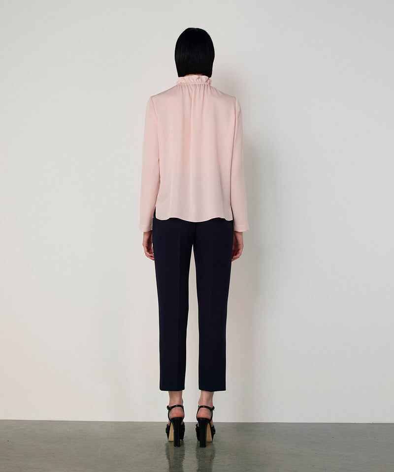 Machka Silk Blouse With Tie Collar Powder