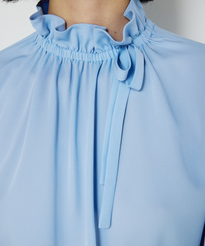 Machka Silk Blouse With Tie Collar Blue