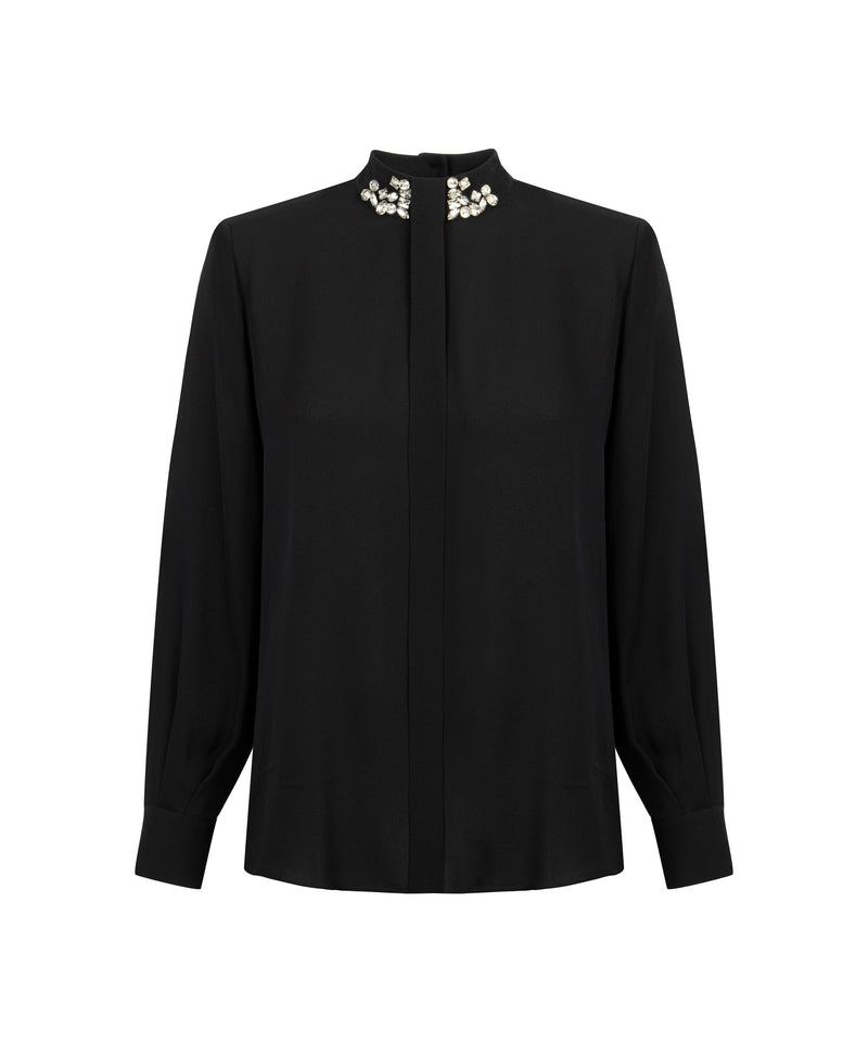 Machka Blouse With Strass Stone Embellishments Black