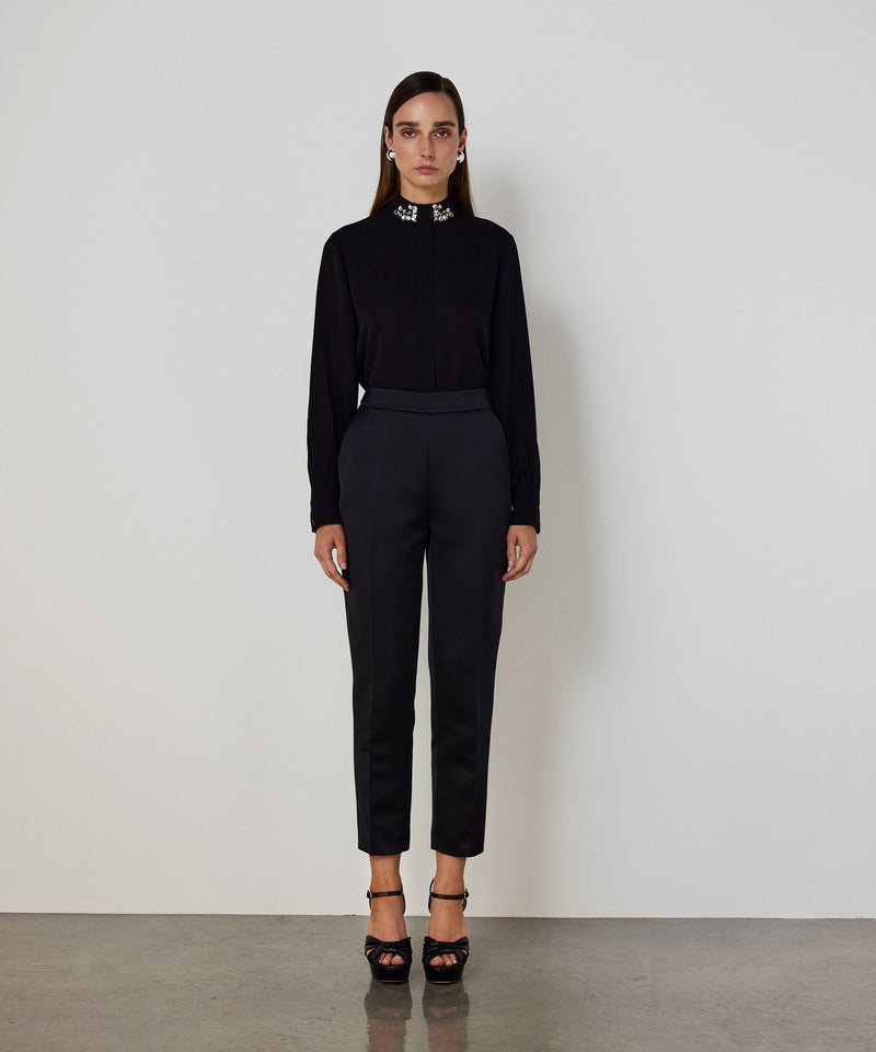 Machka Blouse With Strass Stone Embellishments Black